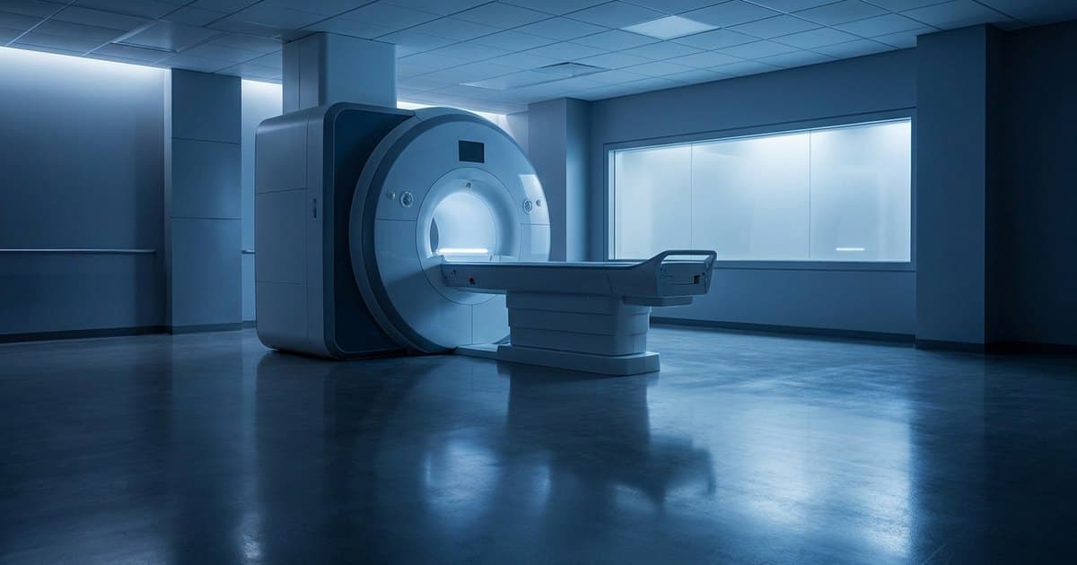 An MRI scanner in a hospital imaging suite